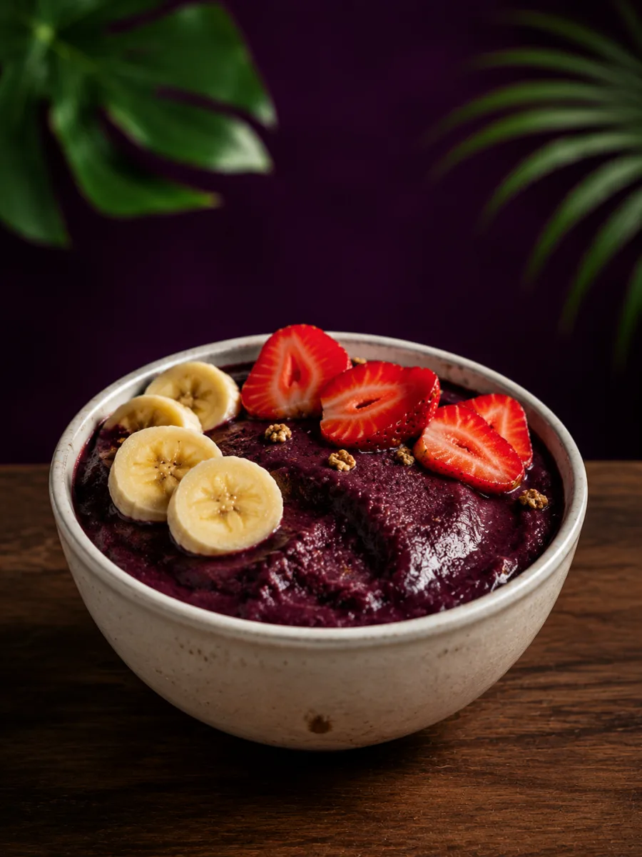 Bowl de açaí Yvága con banana, frutilla y granola
